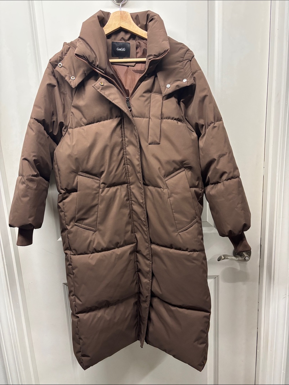 Brown Long Puffer Coat - Women's Winter Jacket